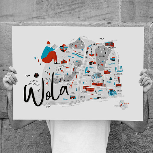 plakaty Warszawa Wola Mapa plakat 70x50 cm