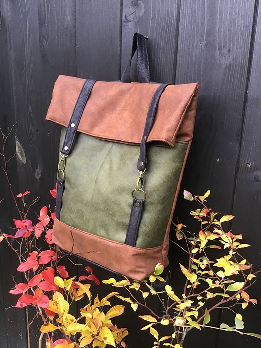 plecaki Plecak  włóczykija - cynamon, zieleń, czekolada