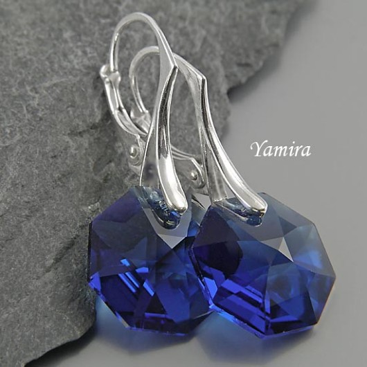 kryształ Swarovski Octagon Dark Sapphire simple -kolczyki yamira