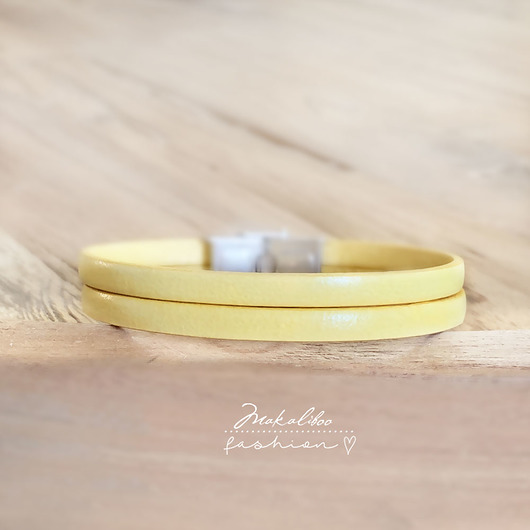Bransoletka skórzana - YELLOW simple Makaliboo