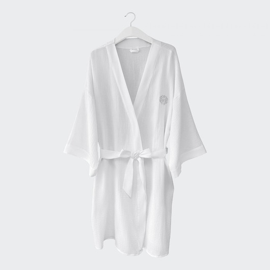 szlafroki damskie Muślinowe kimono białe