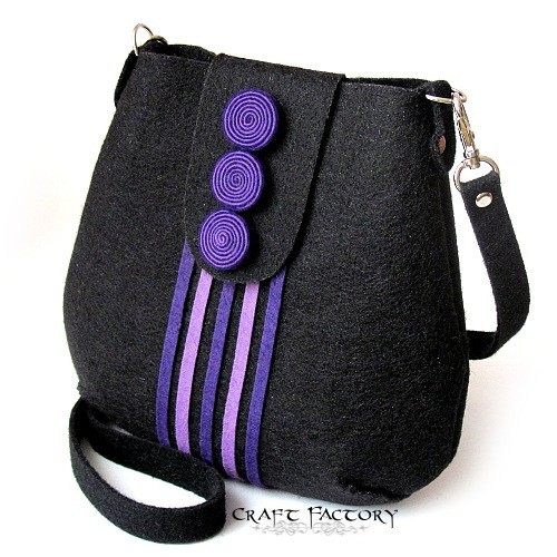Hypnotic Black&Purple - torebka na ramię Craft Factory