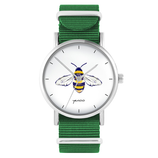 zegarki unisex Zegarek - Pszczoła - zielony, nylonowy