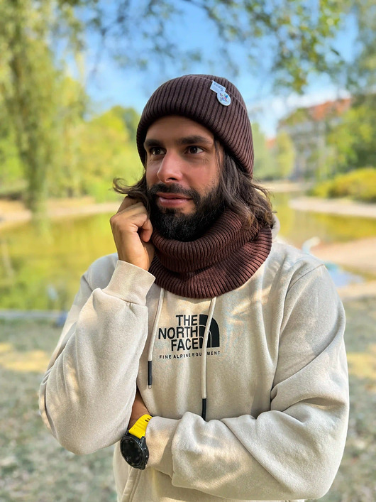 czapki i kapelusze męskie Męska czapka beanie z bawełny logo kolorowe Brąz