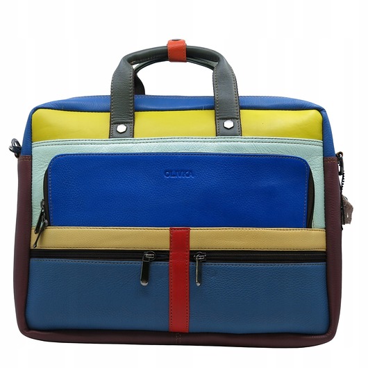 torby na ramię Aktówka torba na laptopa skórzana rączki regulowany pasek kieszenie OLIVKA