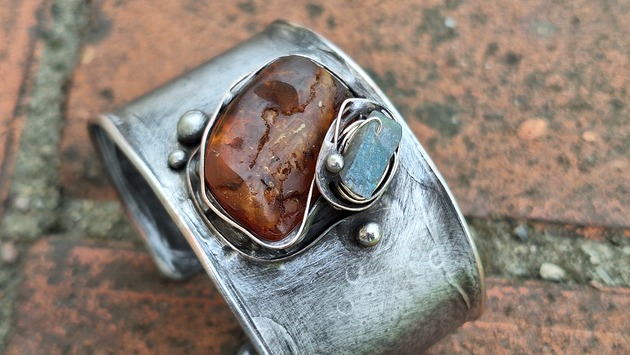 bransoletki wire wrapping Morze i zorza -  bransoletka regulowana