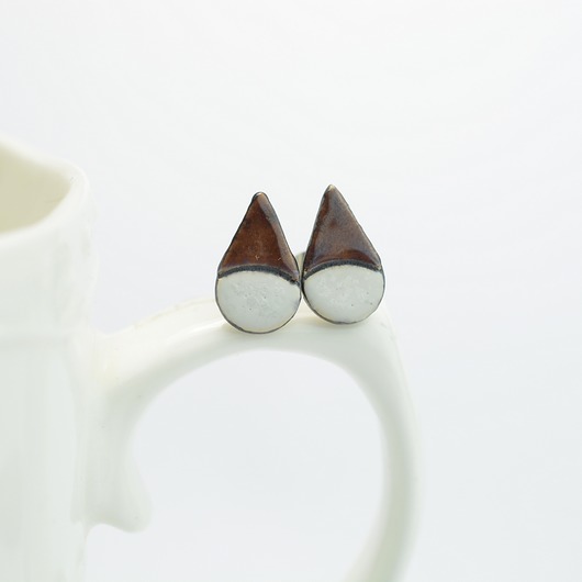 kolczyki ceramiczne Brązowe łezki - ceramiczne kolczyki