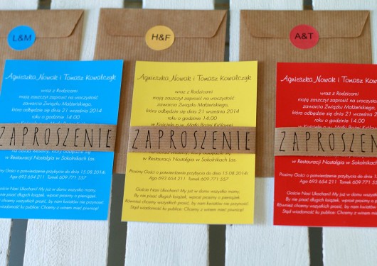 "3 kolory - niebieski "- zaproszenia,10 szt. Studio Mini Forma