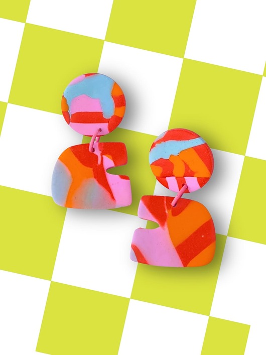 kolczyki z masy plastycznej OU Geometryczne kolczyki- SUMMER VIBES