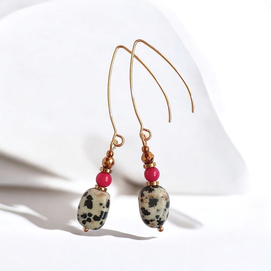 kolczyki z kamieniami Kolczyki : INDIA : jaspis, koral : bigle rybki