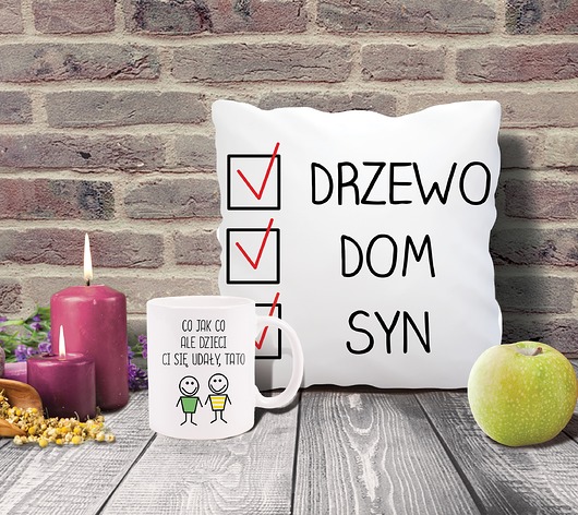 Wyjątkowy zestaw - kubek + poduszka dla taty AllbagAllprints
