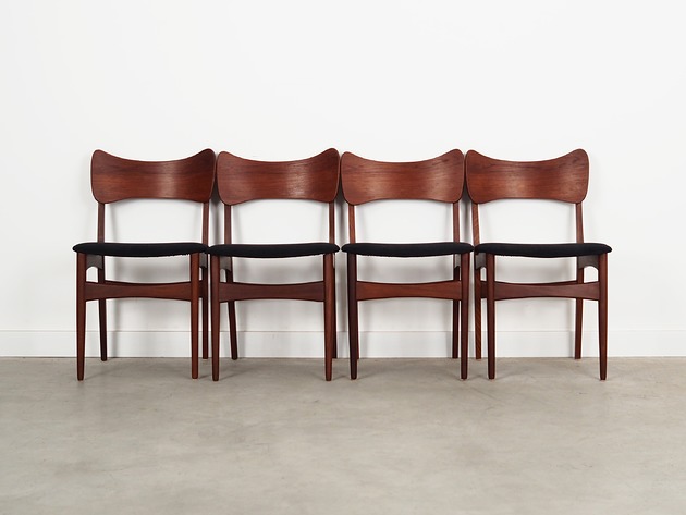 krzesła Komplet czterech krzeseł tekowych, duński design, lata 60, produkcja: Dania