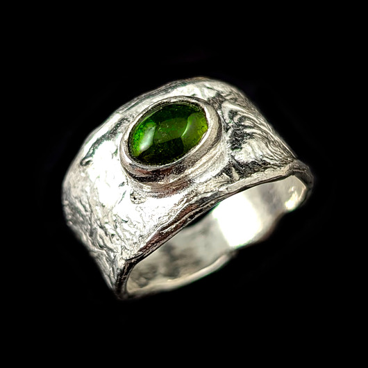 pierścionki srebrne Pierścionek zielony turmalin
