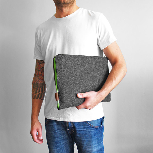 FILCOWY POKROWIEC NA LAPTOPA 02 zielony zamek purol design
