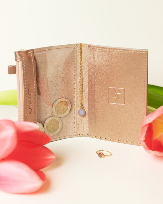 portfele damskie Portfel MIKRO Pink Gold