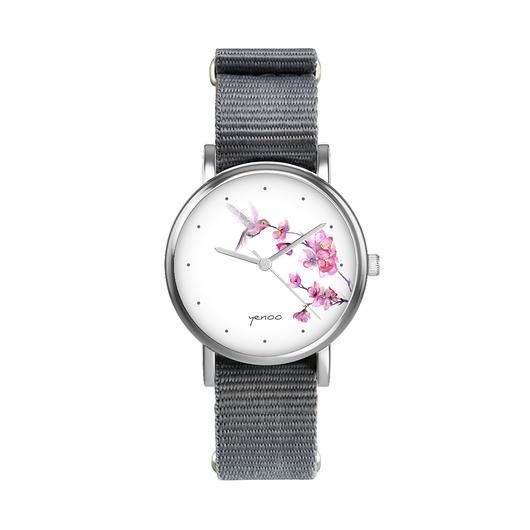 zegarki unisex Zegarek mały - Koliber - nylonowy, szary