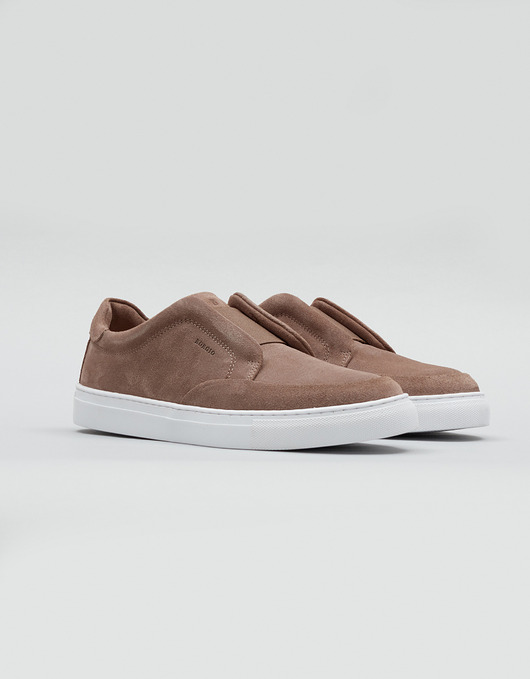 buty męskie Beżowe sportowe buty zamszowe wsuwane F503 BZ3
