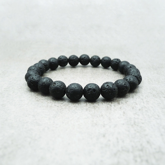 bransoletki - inne Czarna bransoletka lawa wulkaniczna