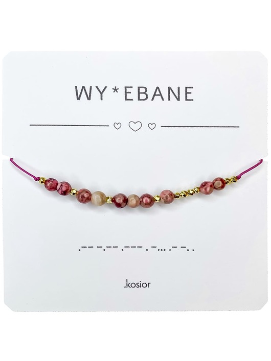 bransoletki na sznurku Bransoletka z alfabetem Morse Sodalit, koralik szklany