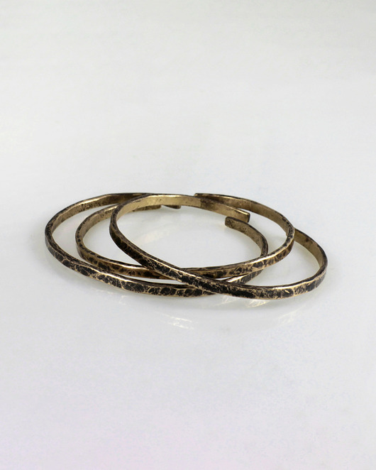 bransoletki wire wrapping Nieregularne - komplet 3 mosiężnych bransoletek - różne rozmiary