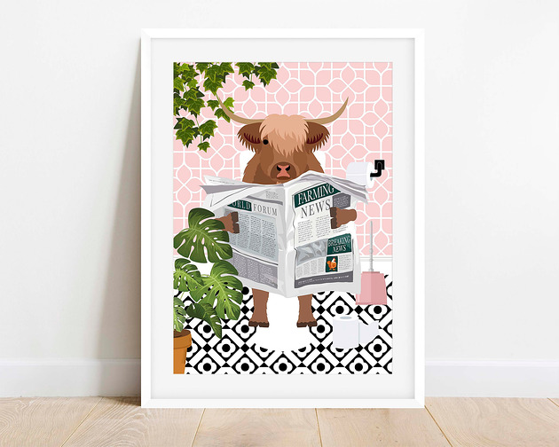 grafiki i ilustracje Plakat Byk Czytający Rolnicze Wiadomości