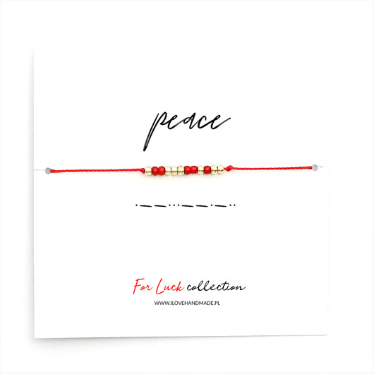  Bransoletka koralikowa For Luck PEACE (srebrna) Ilovehandmade