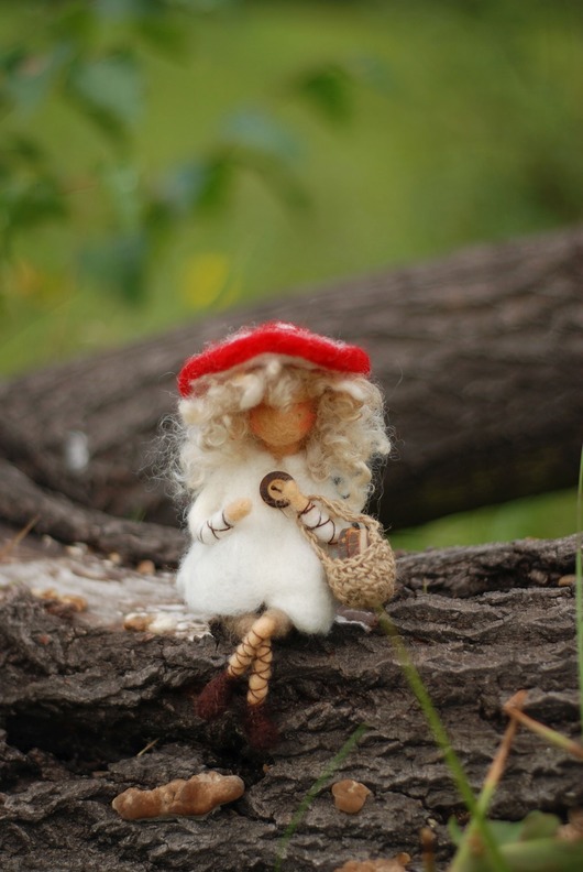 misie i maskotki Leśna Wróżka -Muchomorek - Waldorf toys