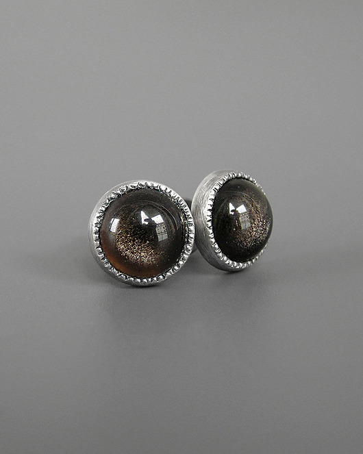 kolczyki srebrne Kolczyki z obsydianem, srebro