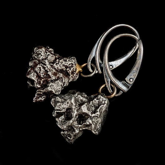 kolczyki srebrne Kolczyki srebrne surowe meteoryty