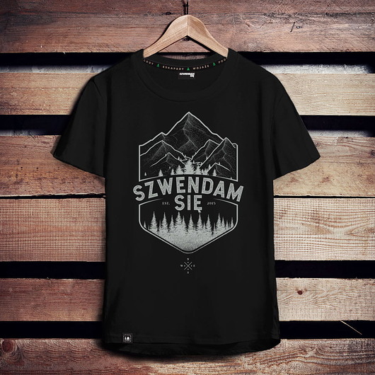 t-shirty męskie Koszulka męska SZWENDAM SIĘ/GÓRY czarna -