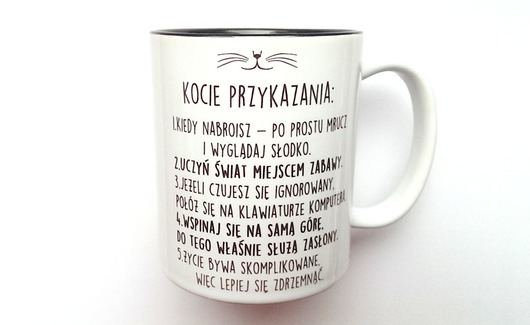 KUBEK Kocie przykazania z CZARNYM WNĘTRZEM FarrowDesign