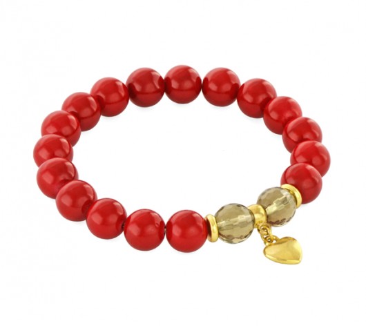 Red jade with smoky quartz & heart pendnat. Lavoga