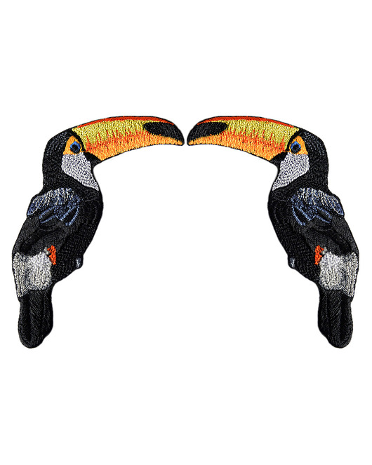 naszywki na ubrania Naszywka naprasowanka termoprzylepna haftowana TUKANY ZESTAW 7,5x10cm