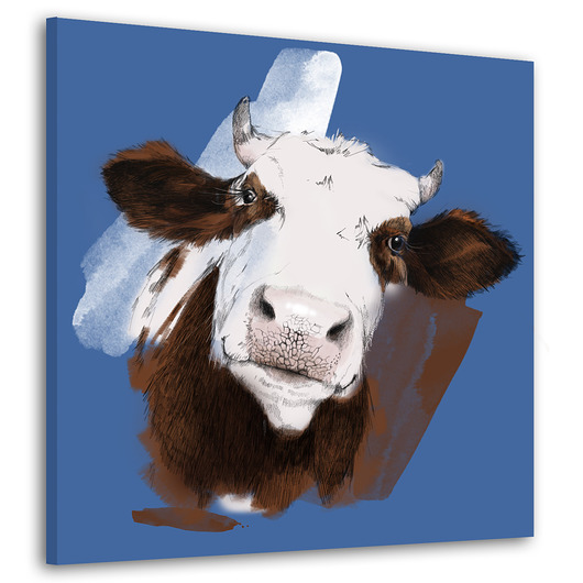 obrazy OBRAZ NA PŁÓTNIE-  KROWA 80x80cm