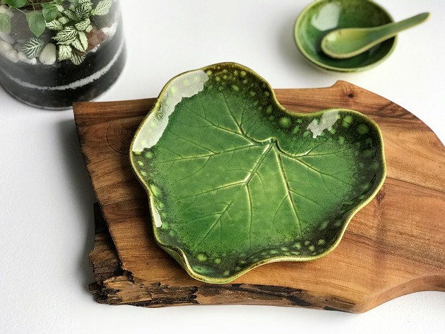 Patera dekoracyjna talerz  ceramiczny LIŚĆ Ceramika Tyka