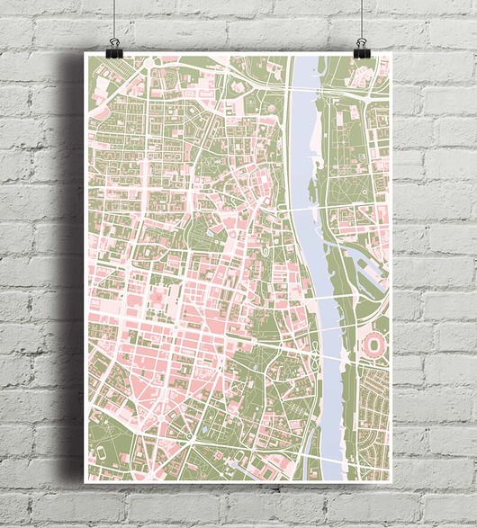 Warszawa - plakat kartograficzny minimalmill