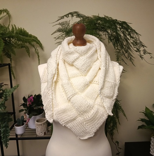 szale damskie Biała Chusta Bandana Plecionka