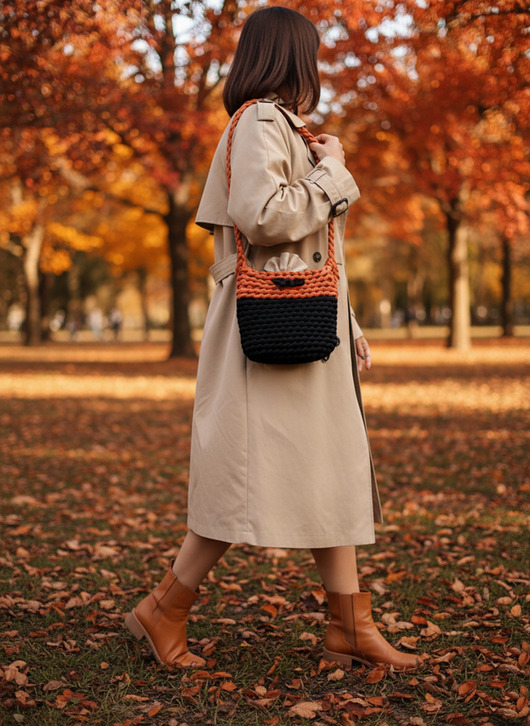 torebki różne Torebka damska na szydełku ze sznurka styl boho-miejski TS015