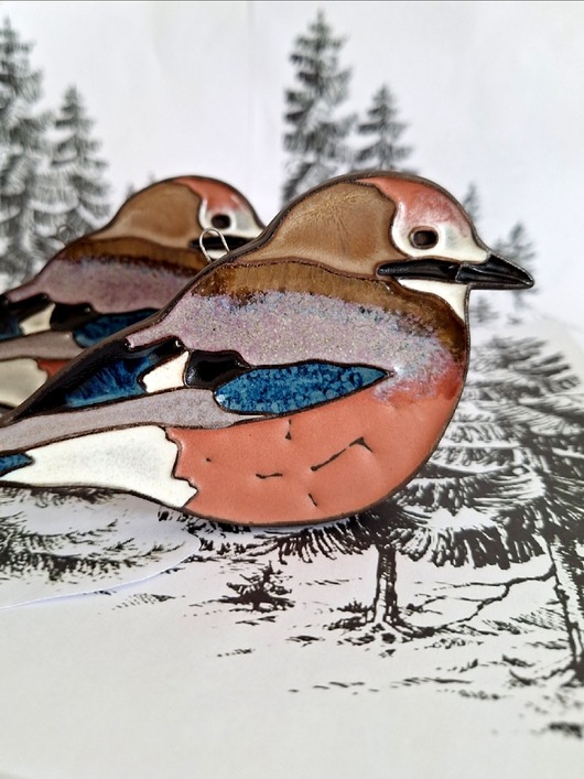 figurki i rzeźby Ceramiczny ptak 2 sztuki zawieszki