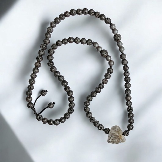 biżuteria męska UNIKAT : labradoryt, lawa, hematyt : półdługi naszyjnik męski
