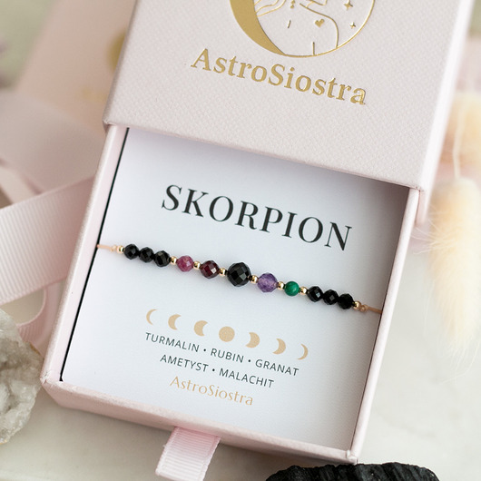 bransoletki na sznurku Skorpion z Turmalinem Bransoletka Znak Zodiaku Zodiak dla Skorpiona
