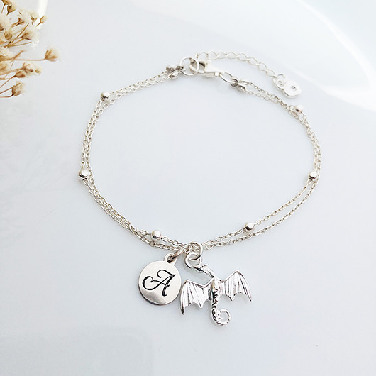 bransoletki srebrne Bransoletka  ze smokiem, srebrny smok