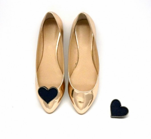 Klipsy do butów - I love U/ Navy Leather Coquet