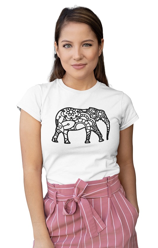 t-shirt damskie koszulka słoń geometryczny