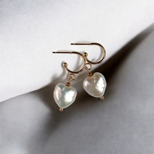 kolczyki pozłacane Serce - perła : kolczyki pozłacane : wyjątkowy prezent PREMIUM