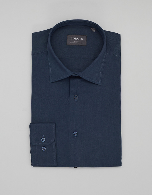 koszule męskie Koszula męska terranova 00474 długi rękaw granatowy slim fit