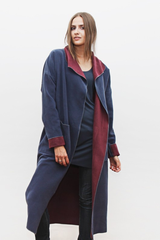 Płaszcz LOOSE COAT - granat/fiolet mnishkha