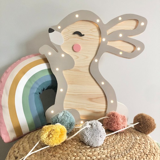 lampy do pokoju dziecka Lampka z drewna Króliczek Lusia