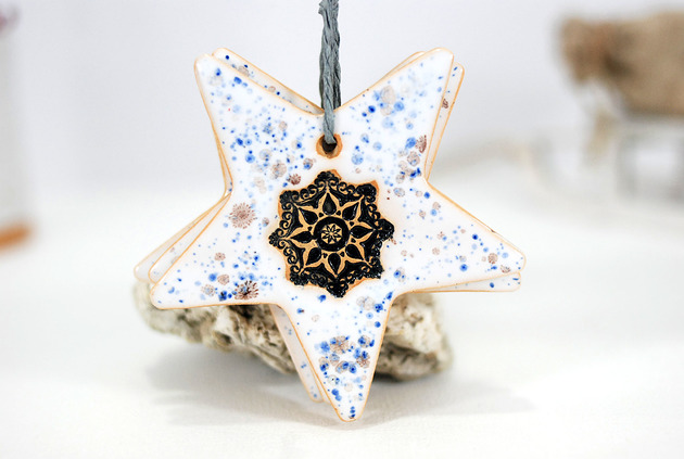 3 ceramiczne ozdoby choinkowe - hygge 10FingersArt