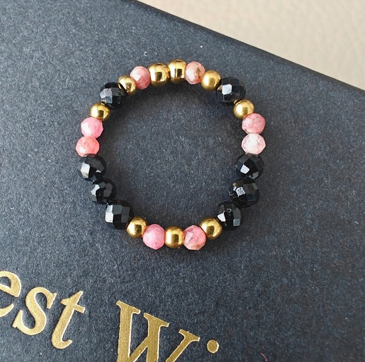 pierścionki elastyczne Pierścionek elastyczny turmalin i rodonit